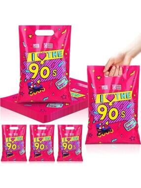 I Love The 90s Party Favor Loot Bags Plastic Treat Bags 100pc Retro Theme Fun